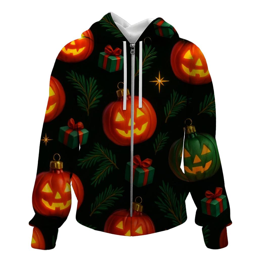 Midnight Ornament Pumpkin Scatter On Black Background premium hoodies