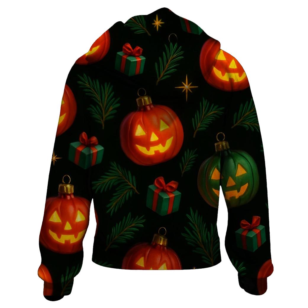 Midnight Ornament Pumpkin Scatter On Black Background premium hoodies