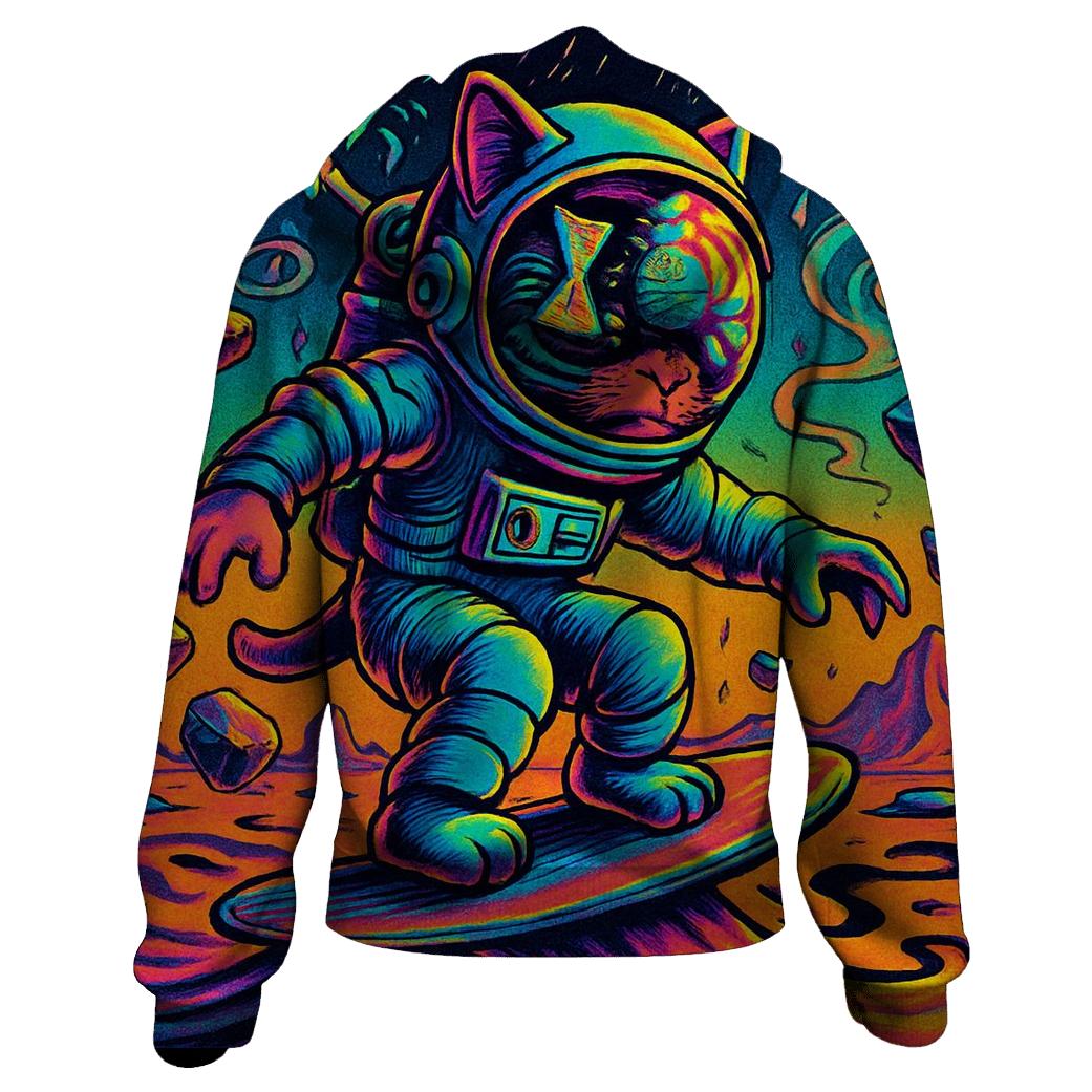 Time Dune Astronaut Cat zip-up hoodies