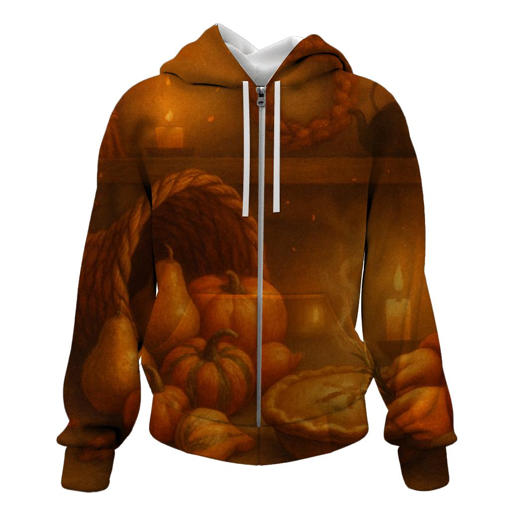 Candlelit Cornucopia Hearth lightweight hoodies
