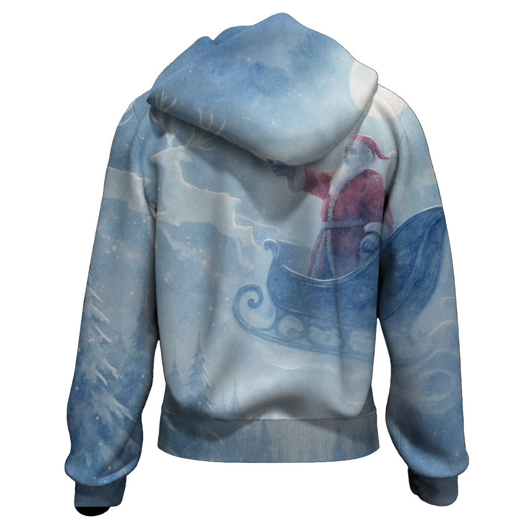 Moonlit Sleigh Over Crystal Pines heavyweight hoodies