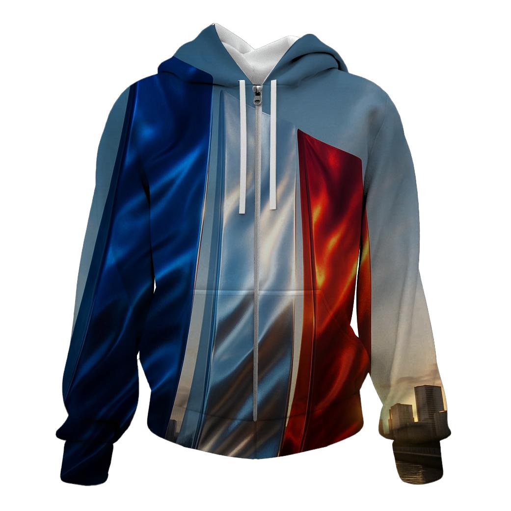 France Metallic Tricolor Skyline designer hoodies