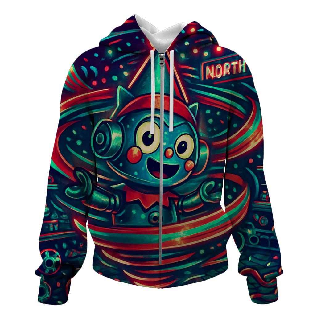 Robot Elf Workshop Gift Wrap Tornado hoodie styles