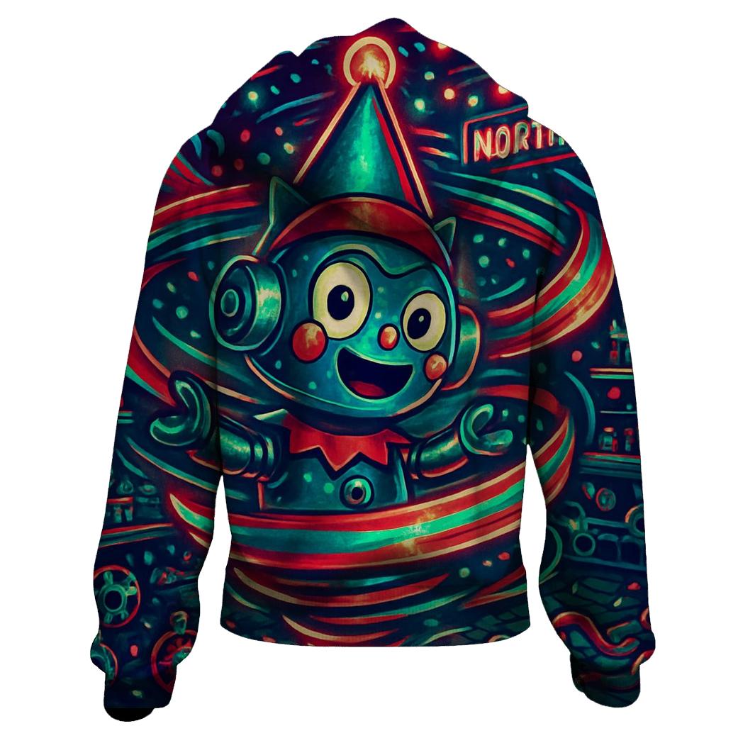 Robot Elf Workshop Gift Wrap Tornado hoodie styles