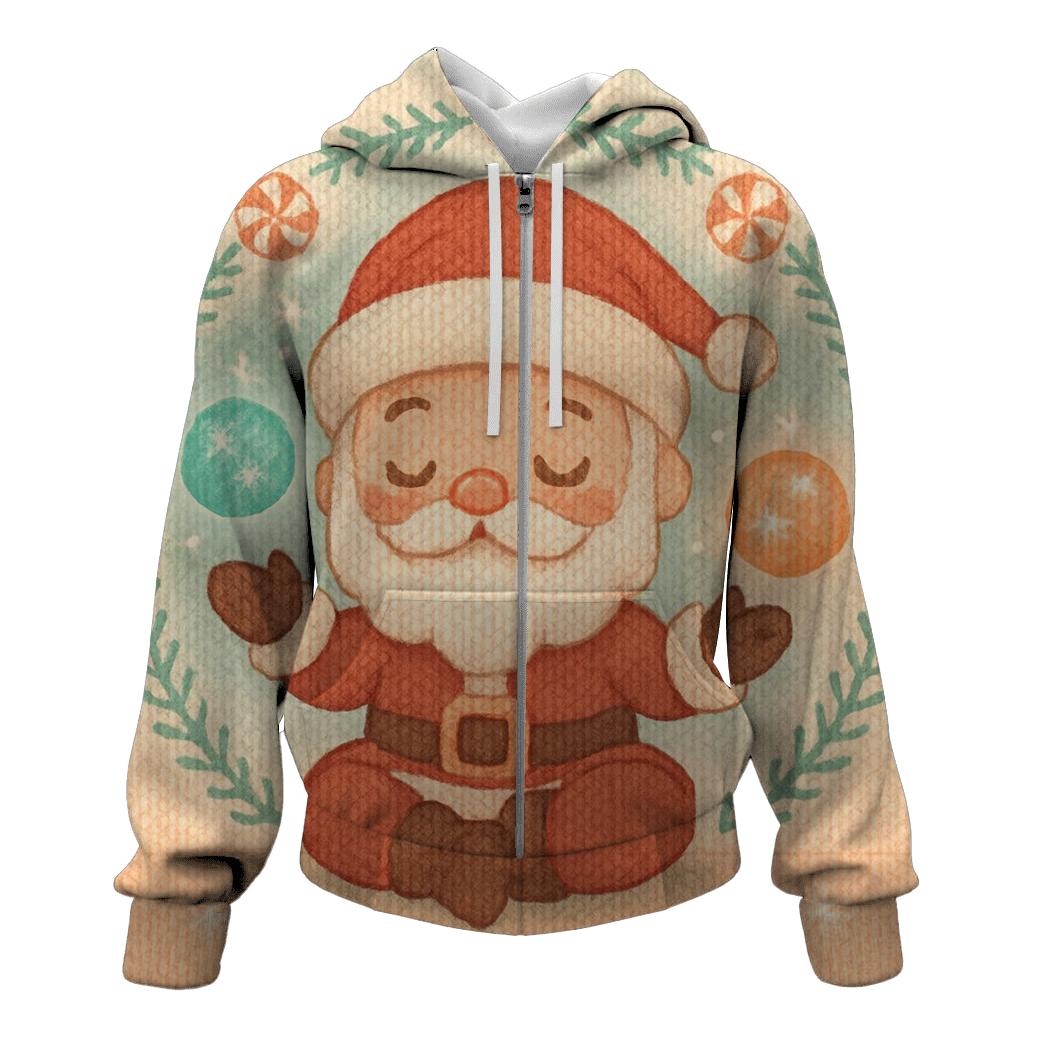 Knitted Candy Galaxy Santa zip-up hoodies