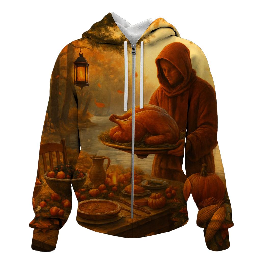 Autumn Lake Feast Under Lantern Pines custom hoodies
