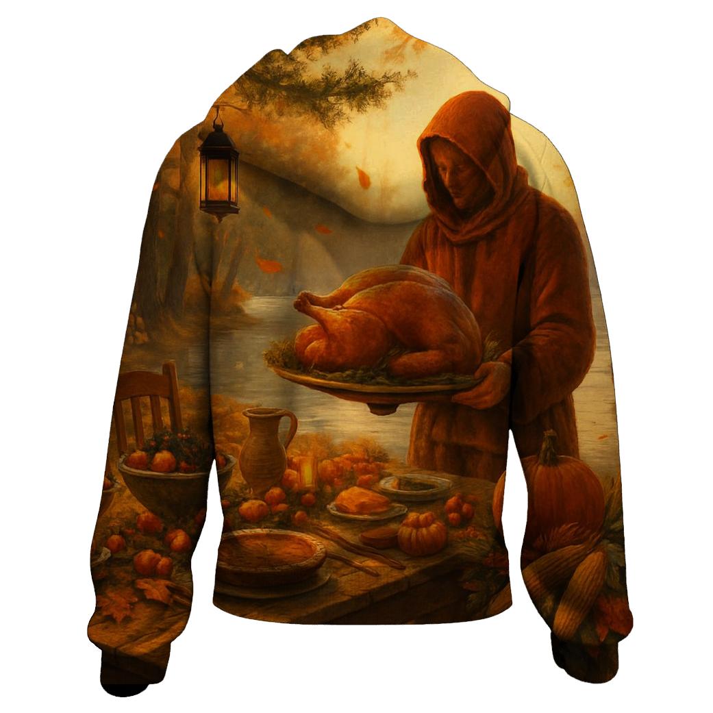 Autumn Lake Feast Under Lantern Pines custom hoodies