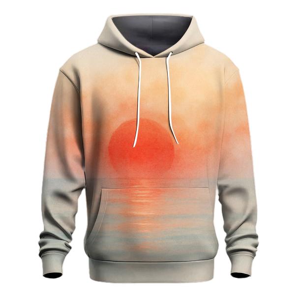 Japan Sunrise Watercolor Horizon embroidered hoodies