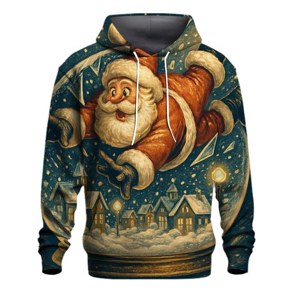 Santa Crash Lands In A Snow Globe City lightweight hoodies