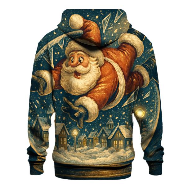 Santa Crash Lands In A Snow Globe City lightweight hoodies