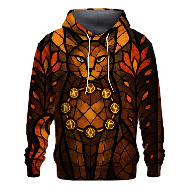 Stained Glass Ember Guardian Cat hoodies fashion