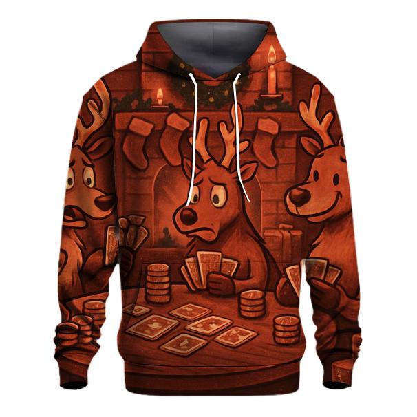 Reindeer Poker Night By The Fireplace lightweight hoodies