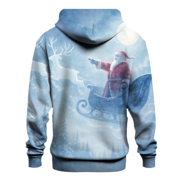 Moonlit Sleigh Over Crystal Pines premium hoodies