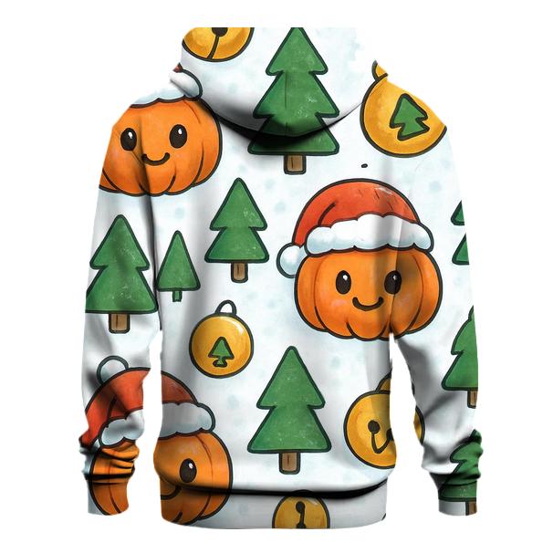 Snowy Christmas Pumpkin Patch Grid On White Background designer hoodies
