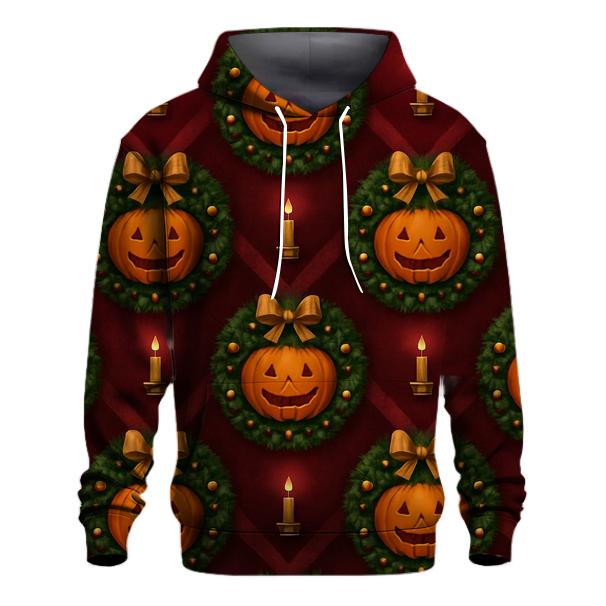 Gilded Wreath Pumpkin Chevron On Burgundy Background hoodie designs