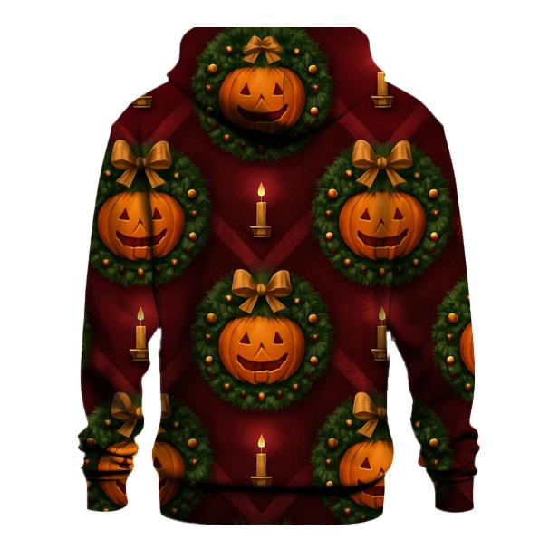 Gilded Wreath Pumpkin Chevron On Burgundy Background hoodie designs