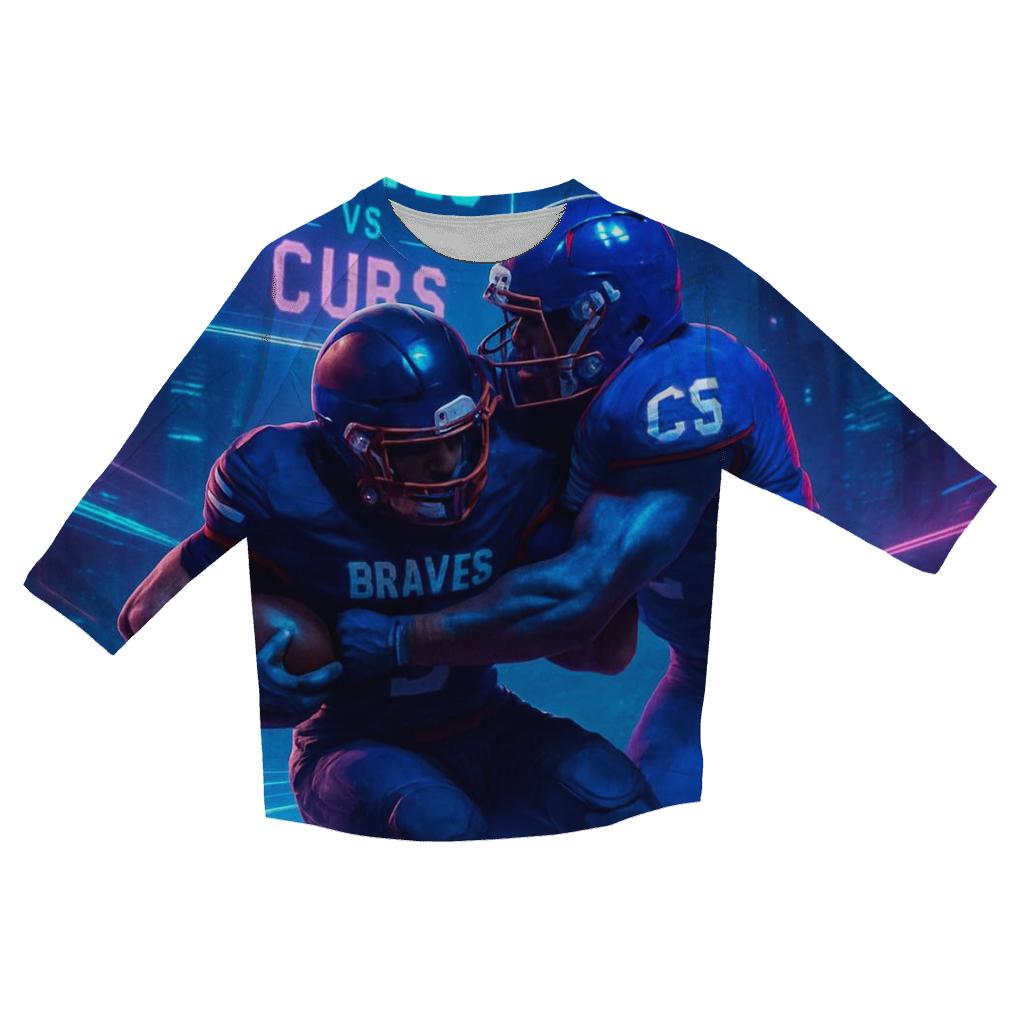 Neon Skybridge Clash Braves Vs Cubs printed three quarter sleeve shirts