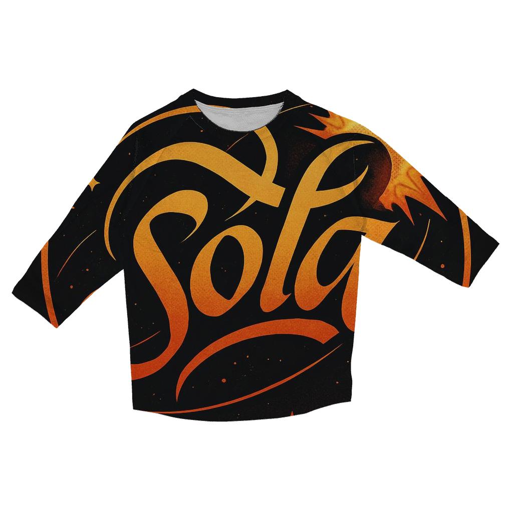 Solar Flare Calligraphy Emblem personalized 3/4 sleeve tees