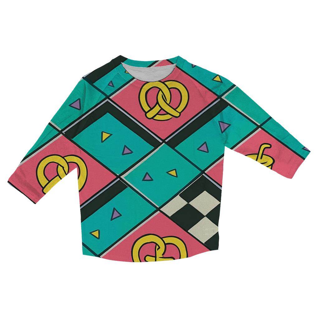 Mall Food Court Neon Tiles printed three quarter sleeve shirts
