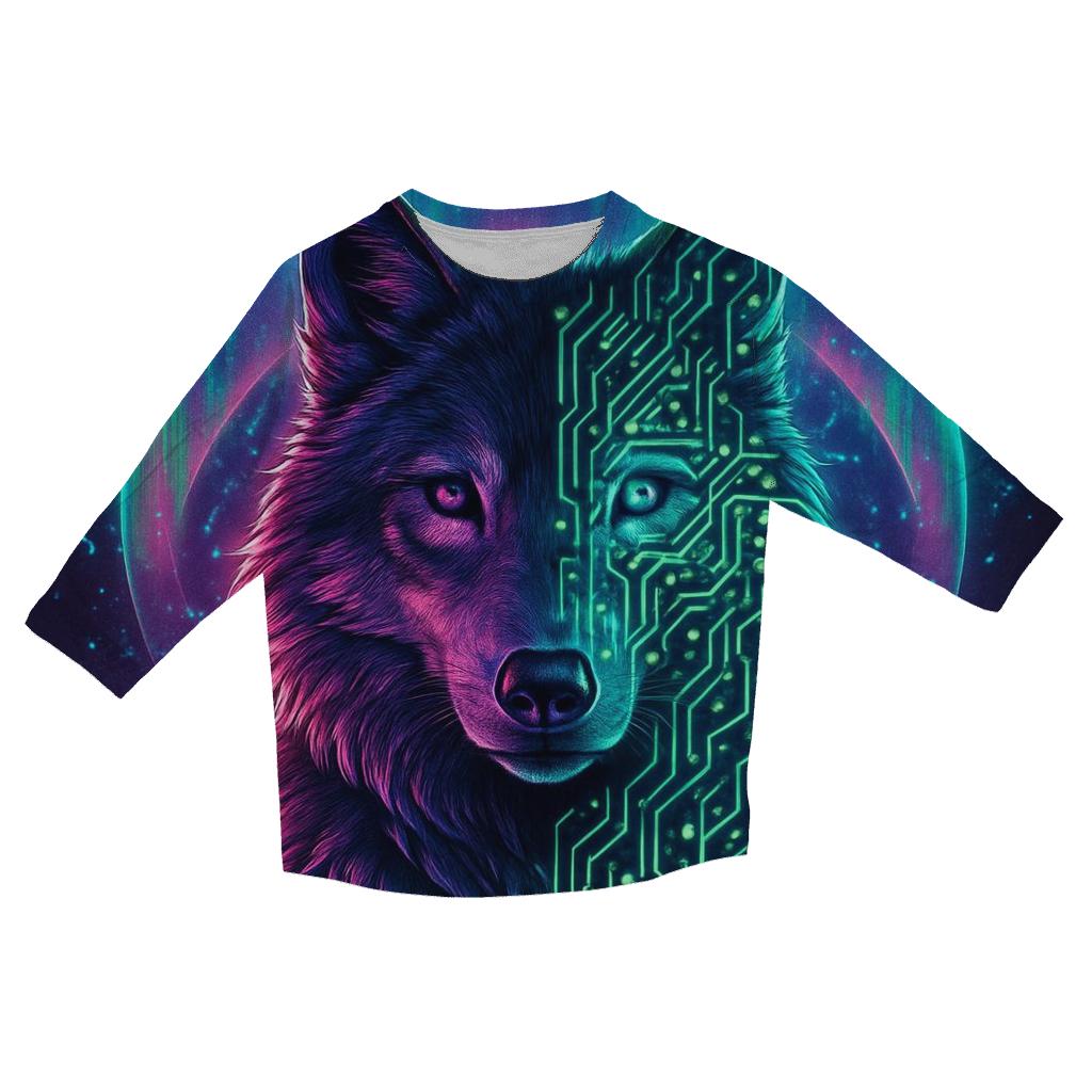 Aurora Circuit Wolf Sentinel trendy 3/4 sleeve tops