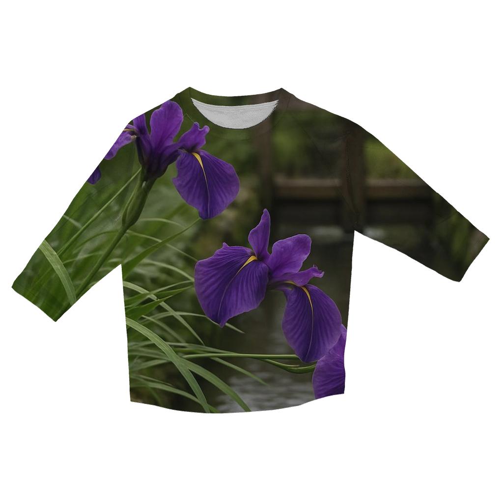 Japanese Iris Beside A Wooden Water Gate personalized 3/4 sleeve tees