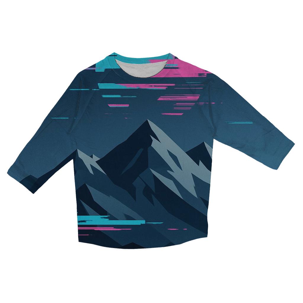 Glitch Horizon Mountain Poster custom 3/4 sleeve shirts
