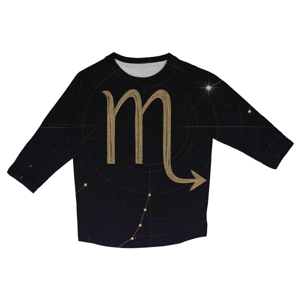 Scorpio J Tail Constellation Sigil printed three quarter sleeve shirts