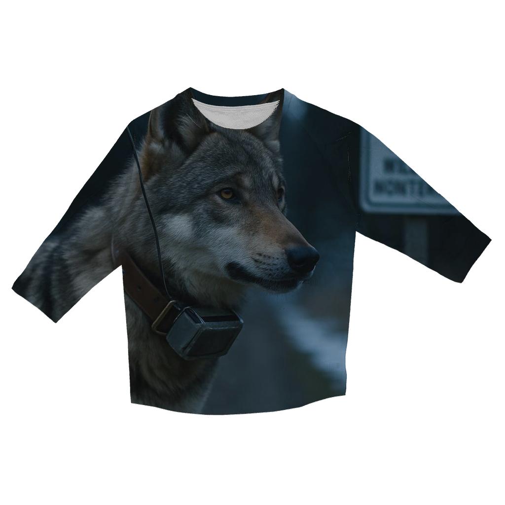 Collared Wolf Under Alpine Research Tagging Sign custom 3/4 sleeve shirts
