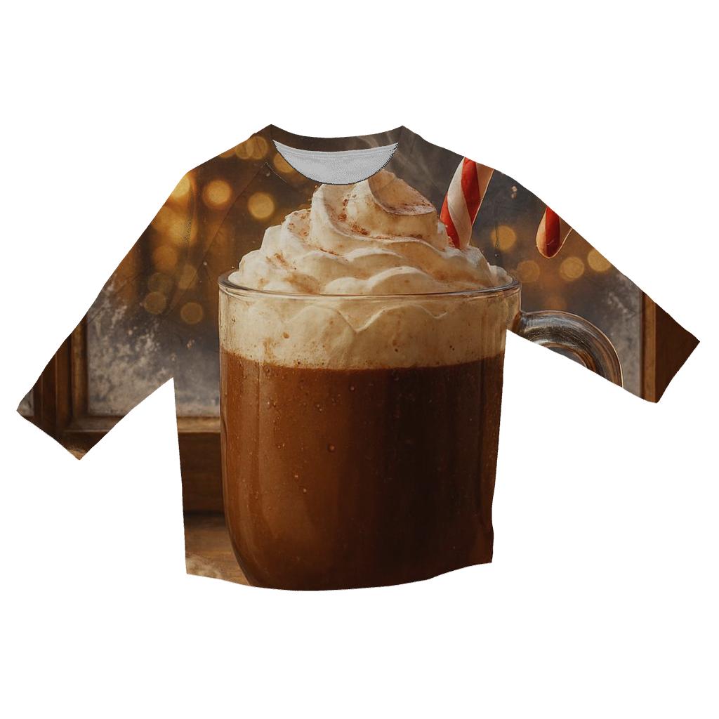 Hot Cocoa On The Frosted Windowsill fashion 3/4 sleeve shirts
