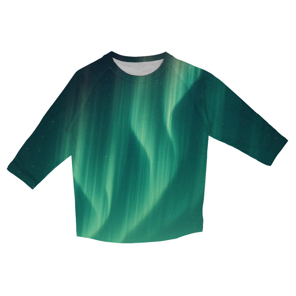 Aurora Ribbon Over Polar Limb printed three quarter sleeve shirts