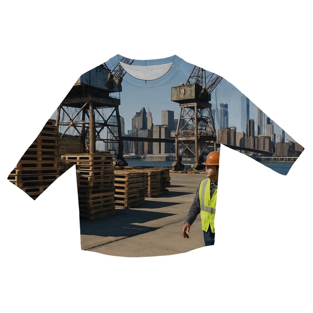 Working Waterfront View From Brooklyn Navy Yard fashion 3/4 sleeve shirts