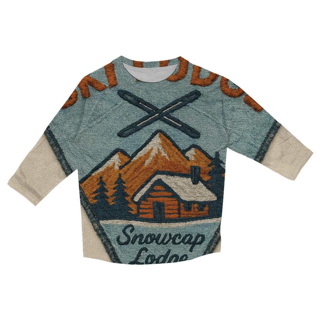 Retro Ski Lodge Patch With Worn Thread Texture stylish quarter sleeve tops