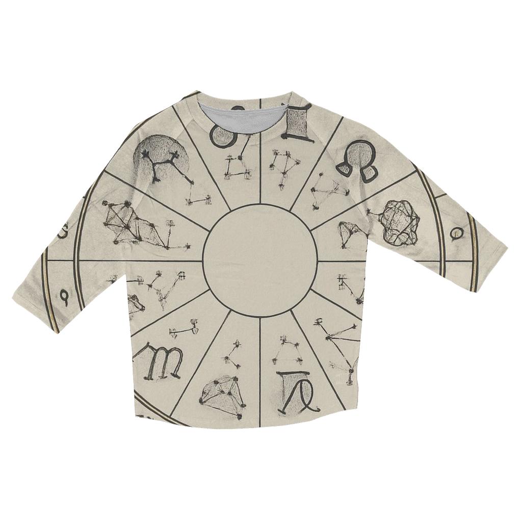 Zodiac Wheel With Planetary Dignities Chart casual three quarter sleeve shirts