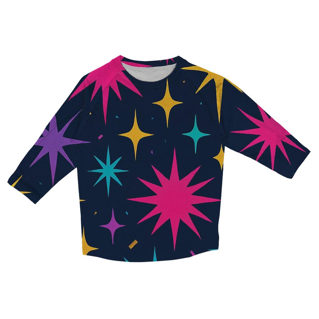 Disco Starburst Confetti printed three quarter sleeve shirts