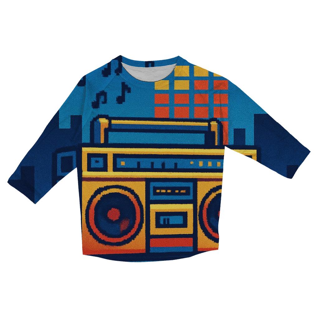 Pixel Boombox Skyline custom 3/4 sleeve shirts