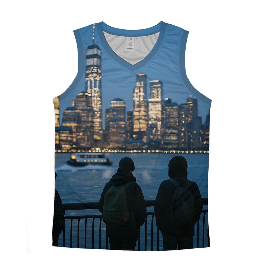 Blue Hour Commute From Hoboken Pier cotton sleeveless tops