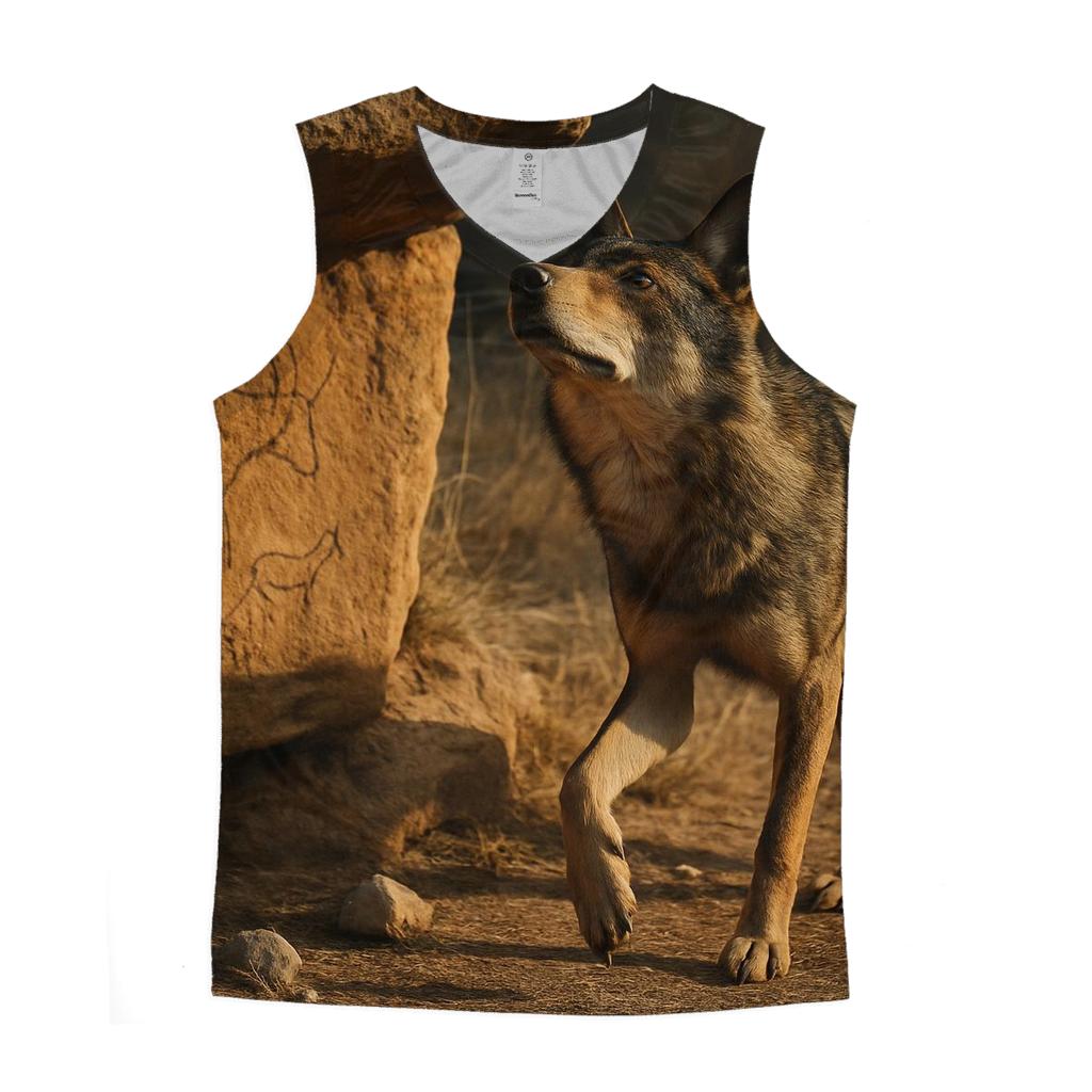 Iberian Wolf At Ancient Rock Art Shelter custom tank tops