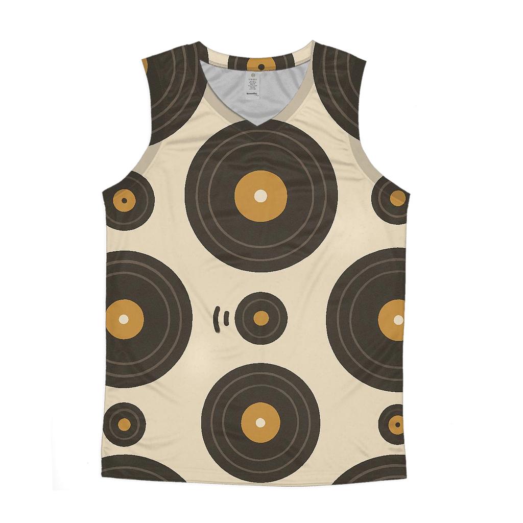 Groovy Vinyl Record Rings graphic print tank tops