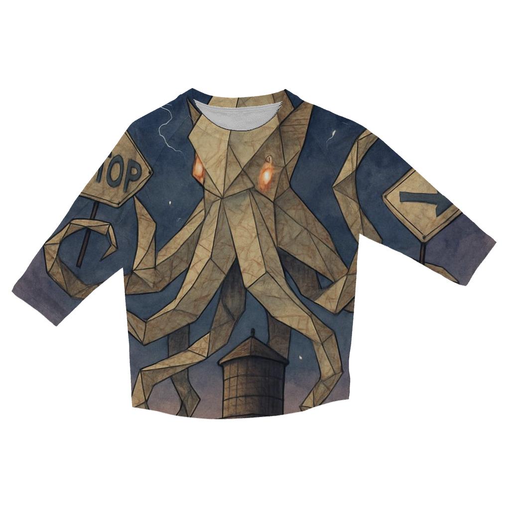 Origami Kraken Skyline personalized 3/4 sleeve tees