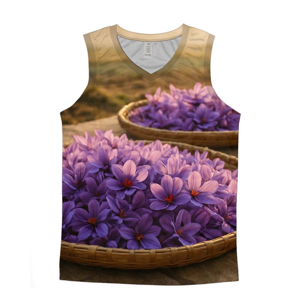 Saffron Crocus Harvest Trays At Dawn trendy fitted tank tops