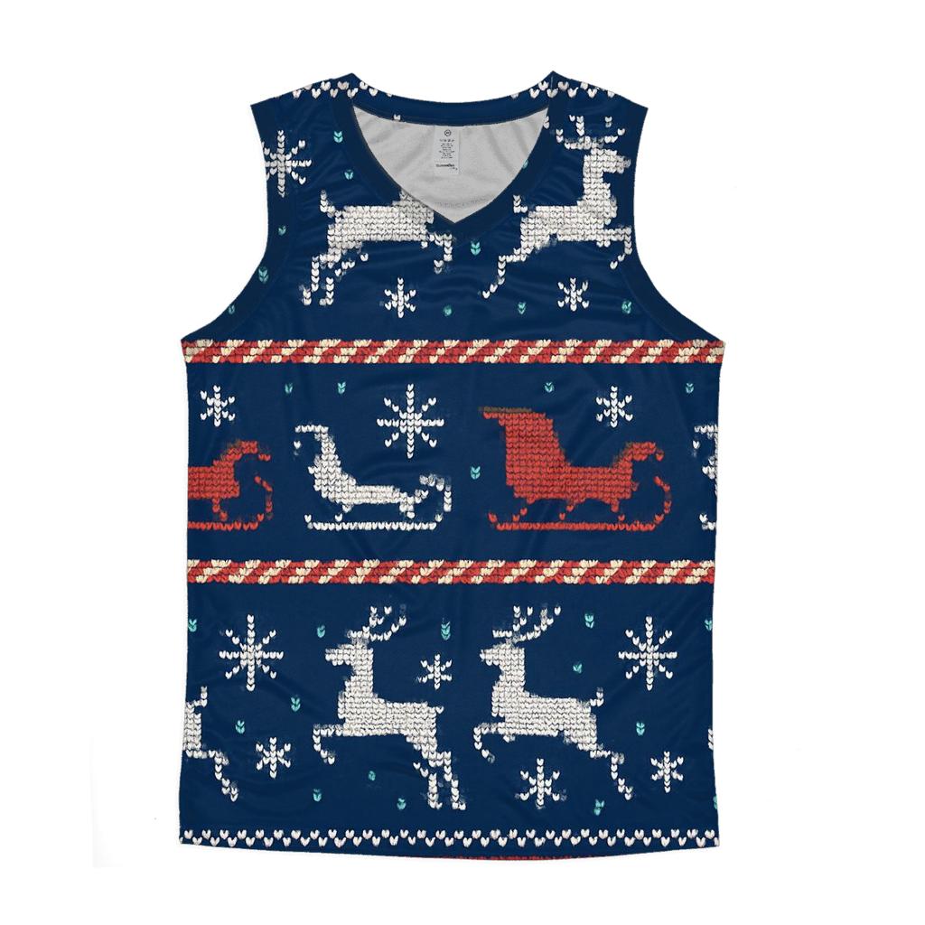 Reindeer Sleigh Road Stripe Grid Design casual summer tank tops