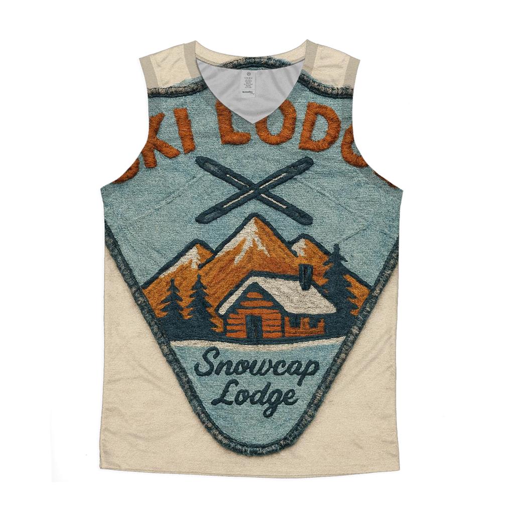 Retro Ski Lodge Patch With Worn Thread Texture stylish racerback tanks