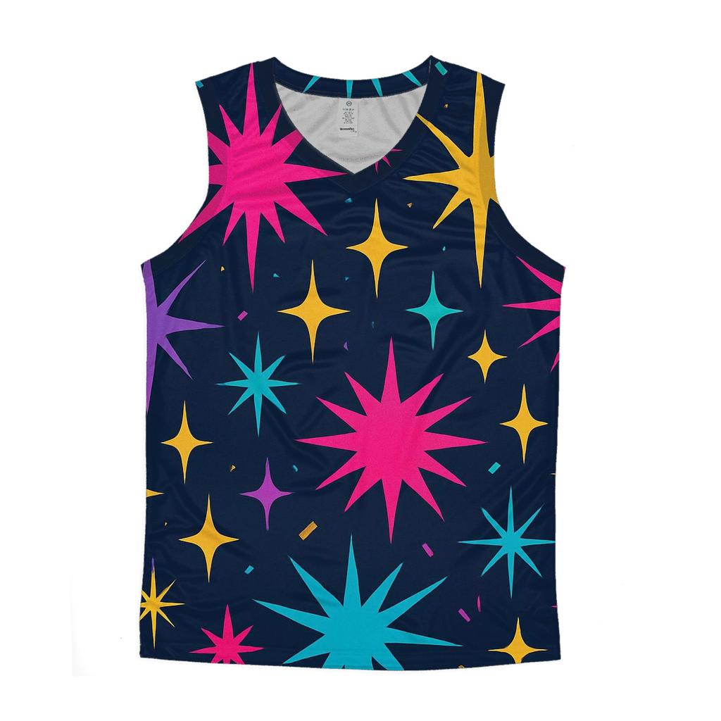 Disco Starburst Confetti graphic print tank tops