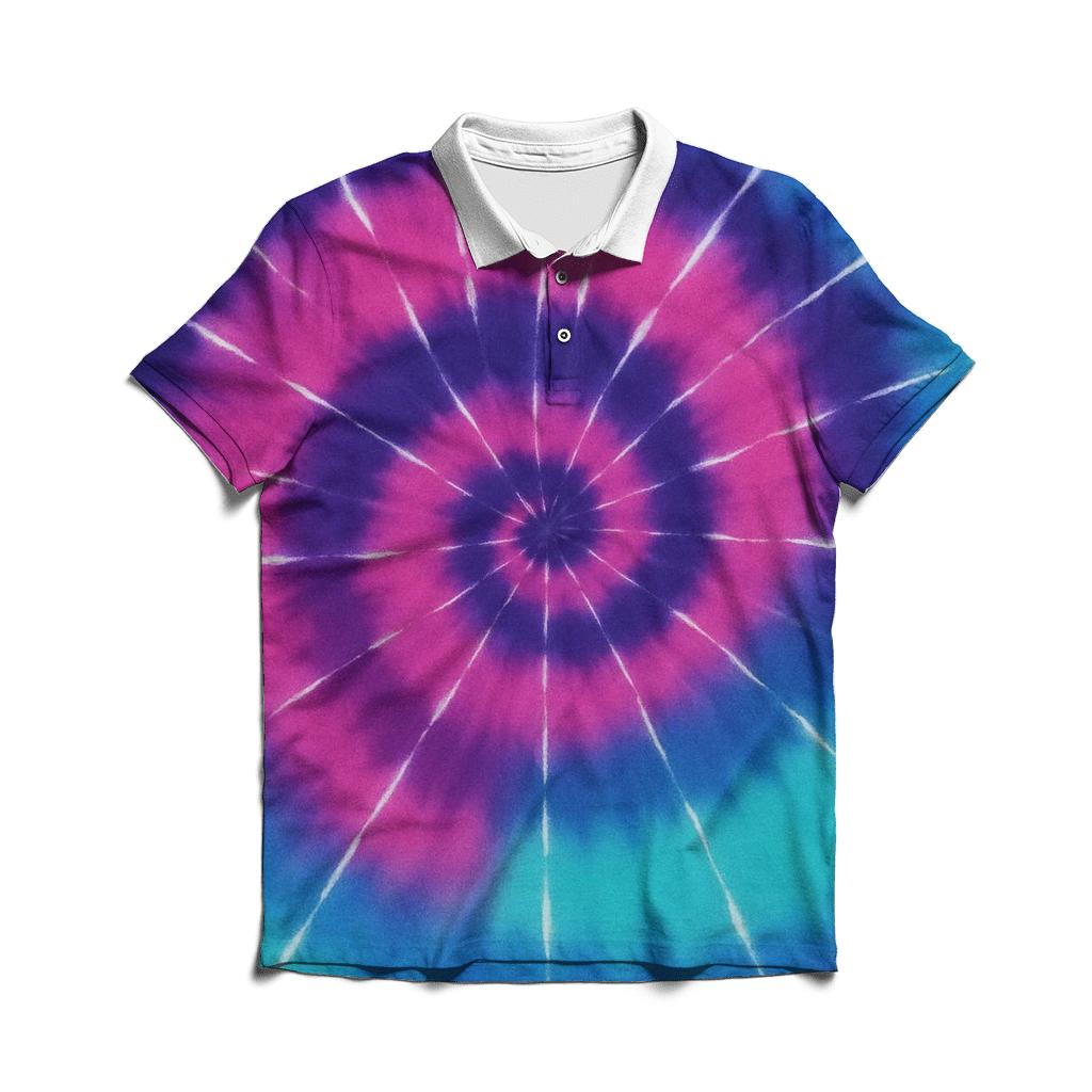 Nebula Spiral Overdye Whirlpool personalized polo shirts