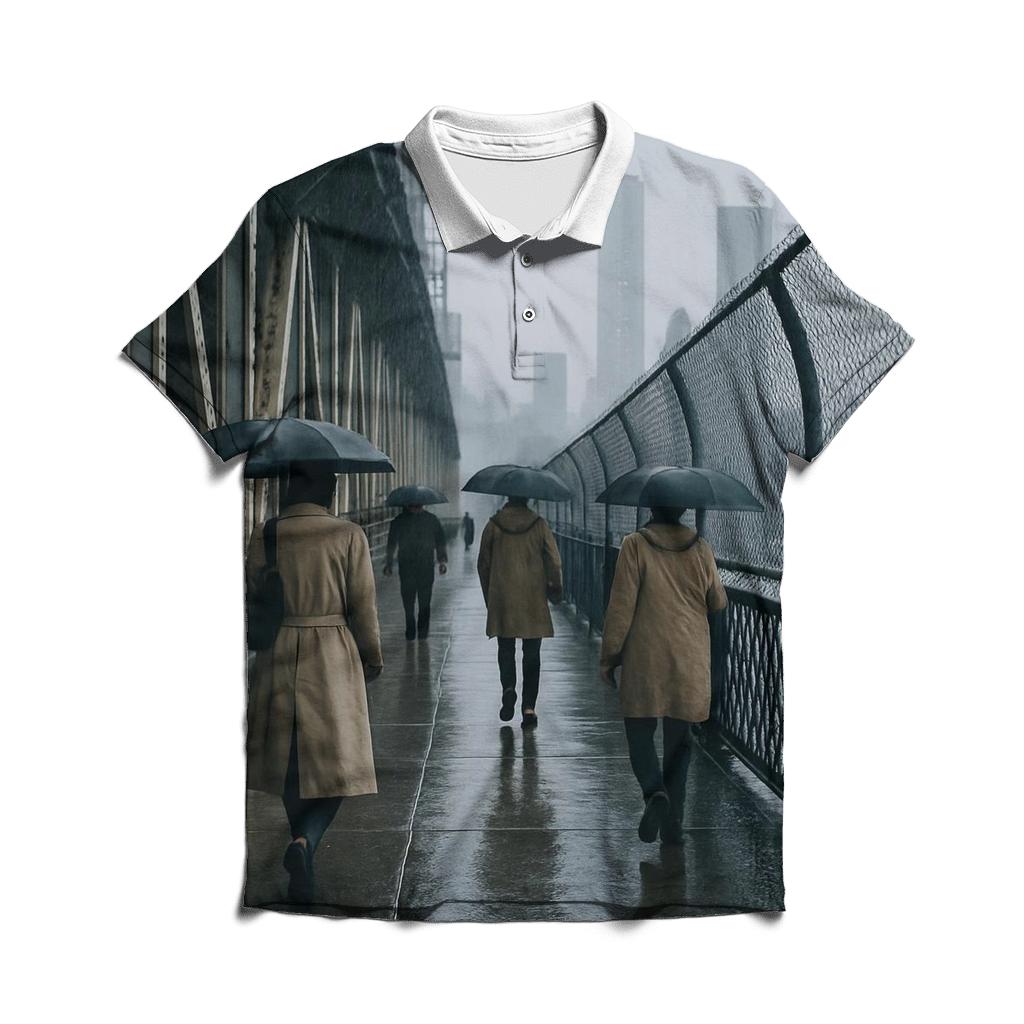 Rain Glossed Lower Manhattan From Manhattan Bridge Walkway stylish collar polo tees