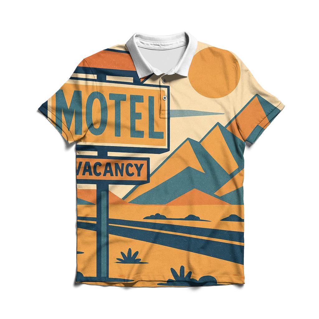 Desert Motel Postcard Geometry classic pique polos