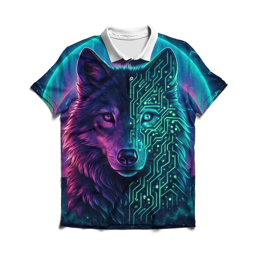 Aurora Circuit Wolf Sentinel stylish collar polo tees