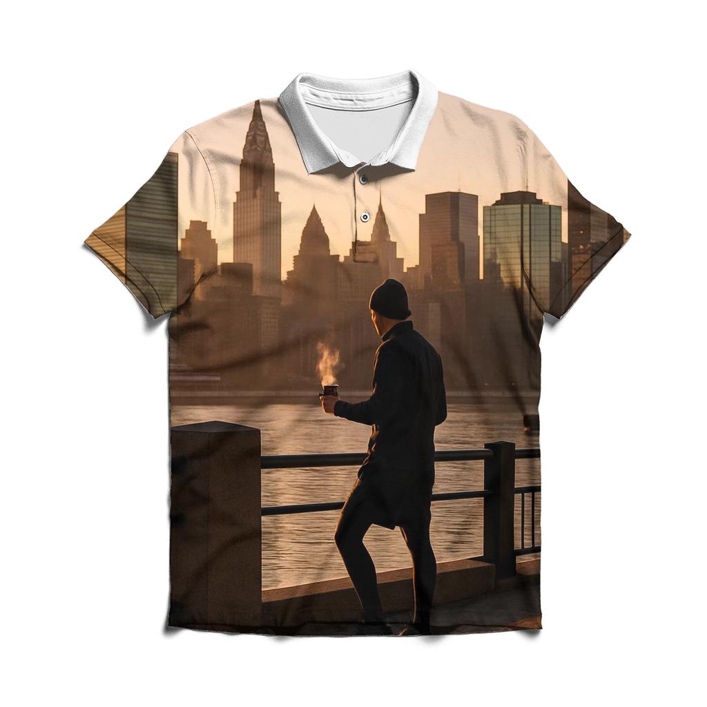 First Light Over Midtown From Roosevelt Island Promenade casual sports polo shirts
