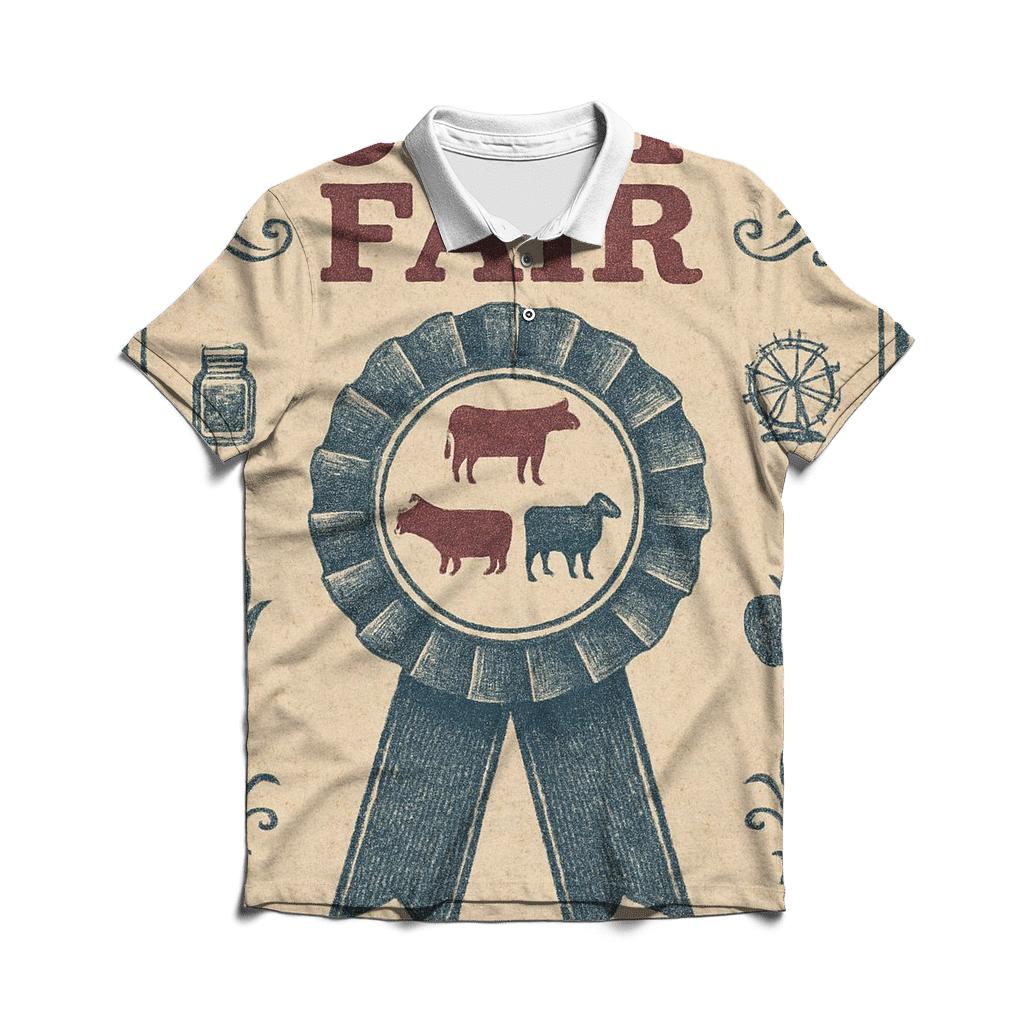 Aged County Fair Prize Ribbon Poster custom polo shirts