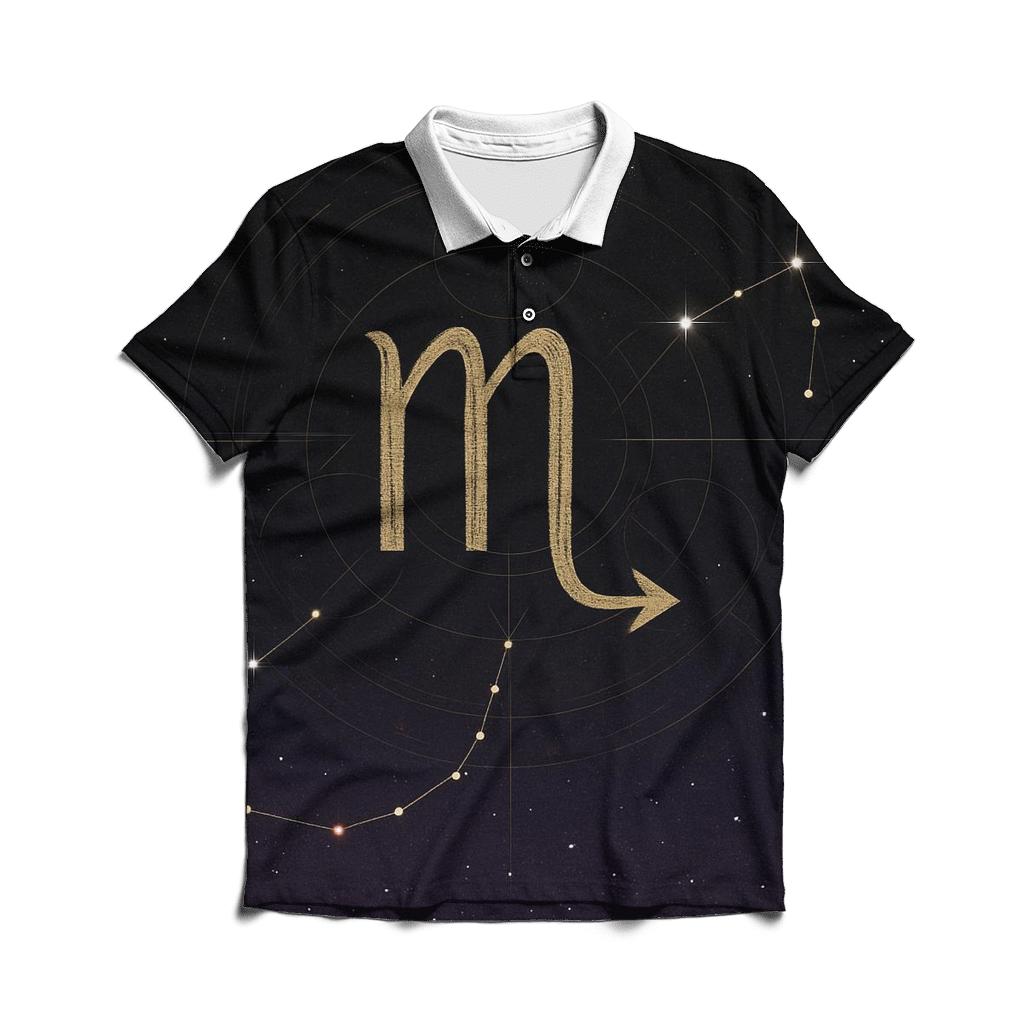 Scorpio J Tail Constellation Sigil stylish collar polo tees